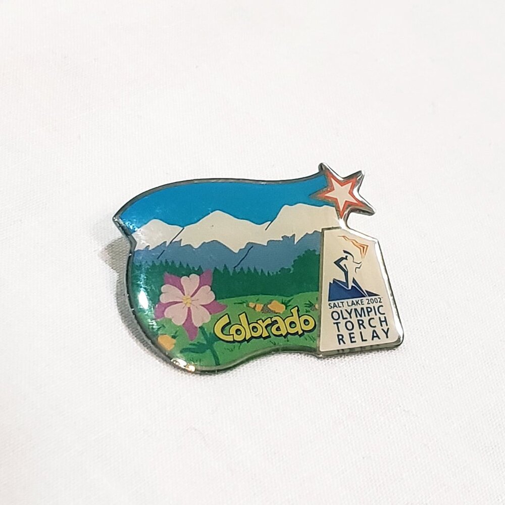 Olympic Games Torch Relay Salt Lake City Utah UT 2002 Lapel Pin 1" Coca-Cola